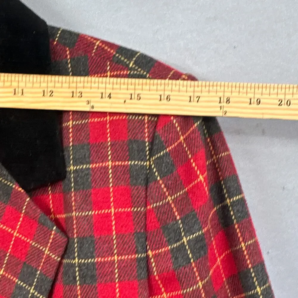 VTG Sag Harbor Blazer 14 Red Plaid Academia Christmas Career Old Money Wool 90s